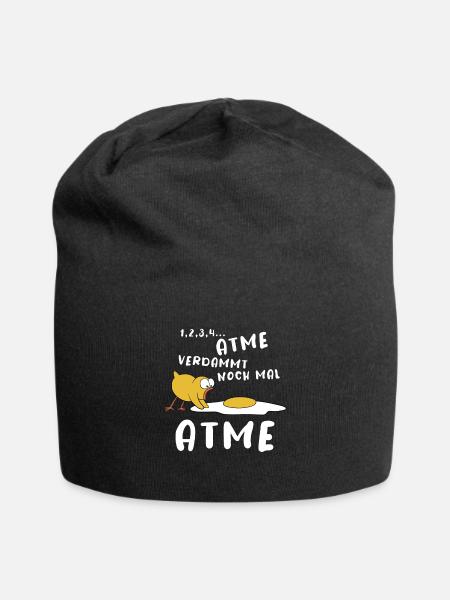 Küken, Spiegelei, Wiederbelebung - Atme! Cartoon - Jersey-Beanie - Schwarz