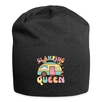 Glamping Queen Groovy Female Glamper Camping - Jersey-Beanie - Schwarz - Vorne