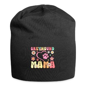 Greyhound Mom Groovy Dog Lover Dog Mom - Jersey Beanie - black - Front