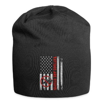 Tattoos Are Stupid Funny Anti Tattoo US Flag - Jersey Beanie - black - Front