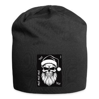 Santa Skull: Fröhliche Weihnachten Yo Ho Ho Ho - Jersey-Beanie - Schwarz - Vorne