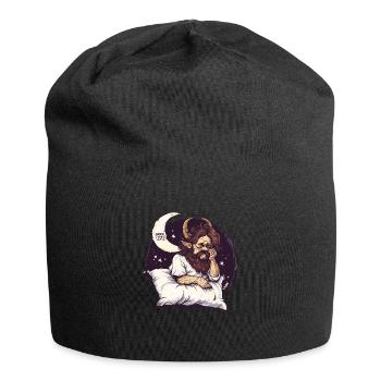 Sleepy archangel with horns and the moon - Jersey Beanie - black - Front