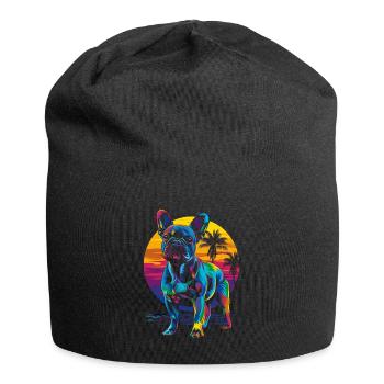 French Bulldog Frenchie Dog Beach Sunbathing - Jersey Beanie - black - Front