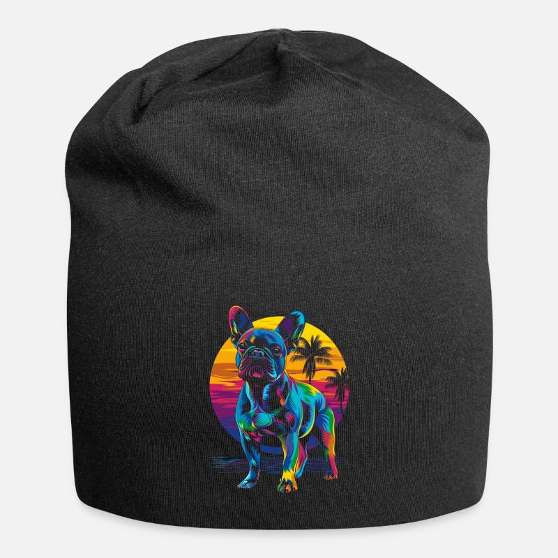 Bouledogue français Frenchie chien plage Bain de soleil - Bonnet en jersey - noir