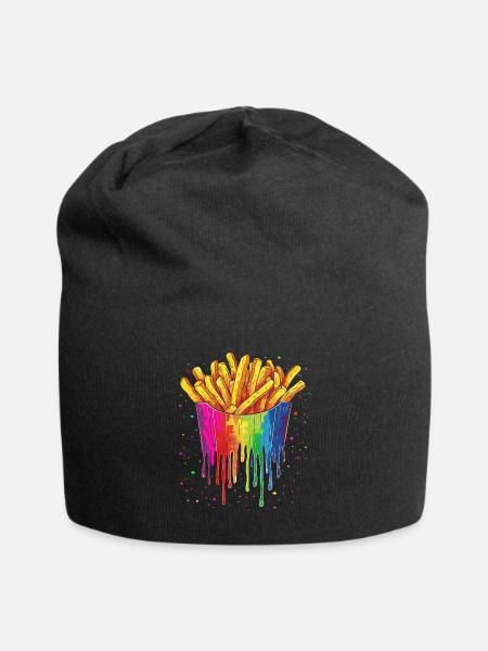 Pommes Frites Kartoffel Pop Art - Jersey-Beanie - Schwarz