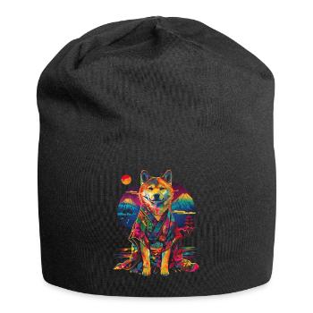 Akita Dog Kimono Japan Mountain Pop Art - Jersey Beanie - black - Front
