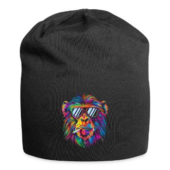 Baboon Monkey Sunglasses Smoking Cigarette Pop Art - Jersey Beanie - black - Front