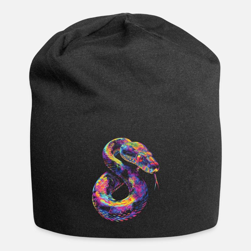 Kugelpython Schlange Pop Art - Jersey-Beanie - Schwarz
