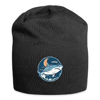 Schlafender Hai, aber Haie schlafen nicht - Jersey-Beanie - Schwarz - Vorne
