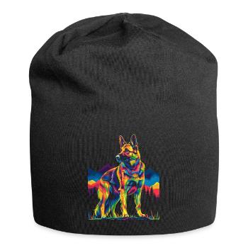 Belgischer Malinois Hund Bergwald Pop Art - Jersey-Beanie - Schwarz - Vorne