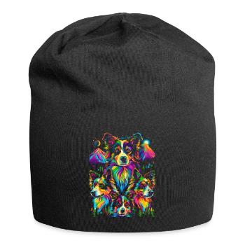 Border Collies Hund Bergwald Pop Art - Jersey-Beanie - Schwarz - Vorne