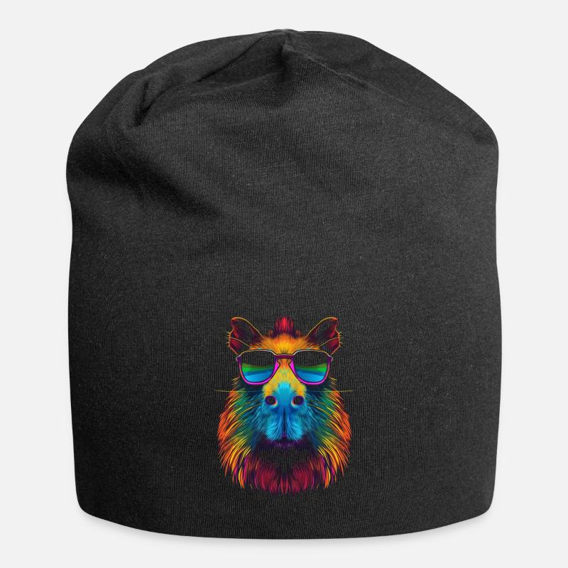 Capybara Capibara Sonnenbrille Pop Art - Jersey-Beanie - Schwarz