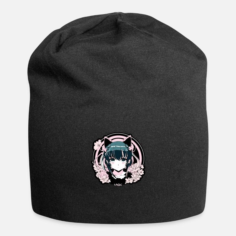 Super süßes Emblem des Anime-Mädchen-Idols - Jersey-Beanie - Schwarz