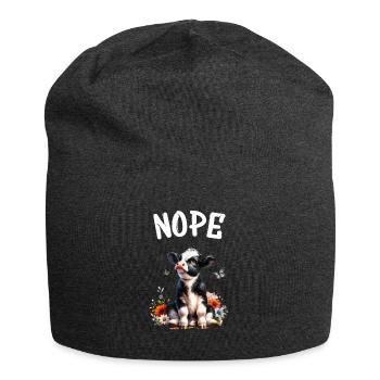 Cow Saying Nope for Boys and Girls - Jersey Beanie - charcoal grey - Front