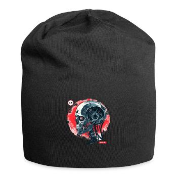 Cyber Cyborg Tech: Roboter Totenkopf Schädel - Jersey-Beanie - Schwarz - Vorne