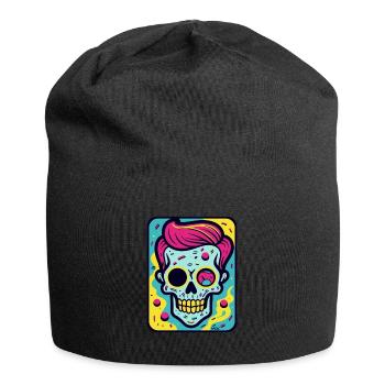 Drôle, Cool Pop Art Crâne Crâne - Bonnet en jersey - noir - Devant
