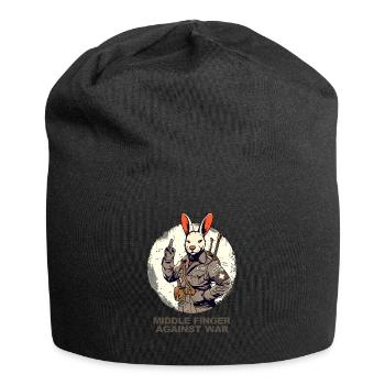Paramedic Rabbit: War gets my middle finger - Jersey Beanie - black - Front