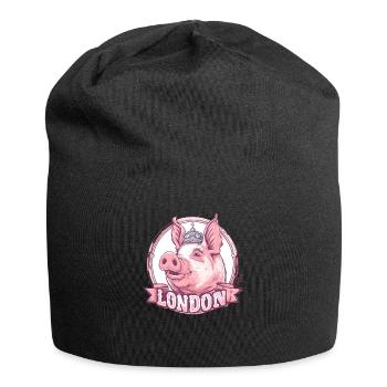 A pig with a crown in London - Jersey Beanie - black - Front