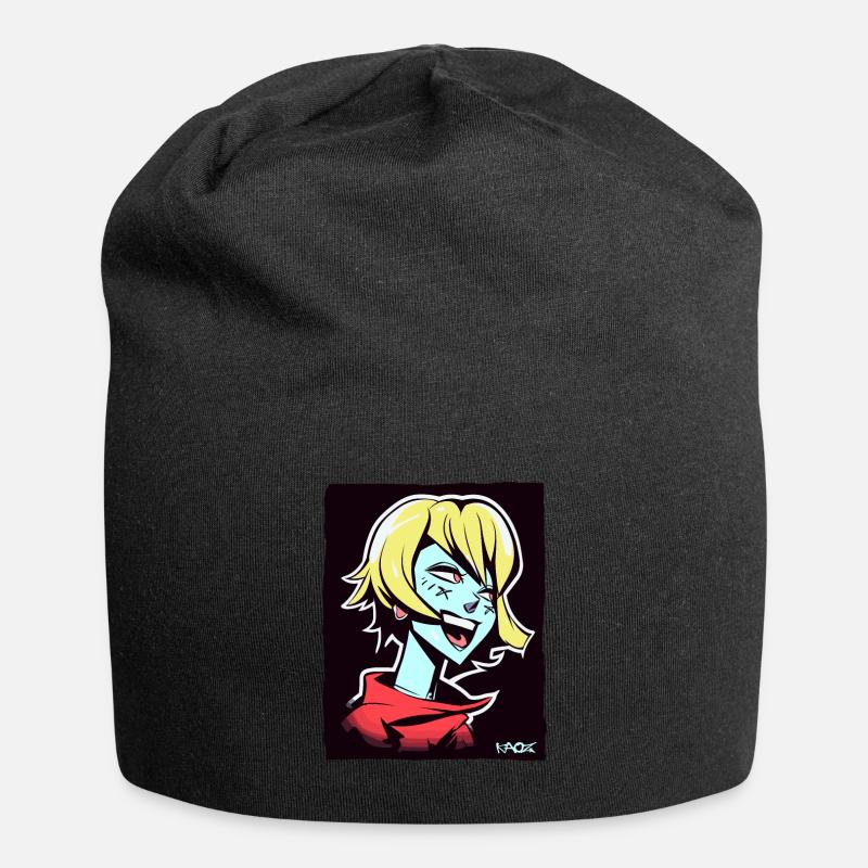 Cooles und glückliches Anime-Mädchen - Jersey-Beanie - Schwarz