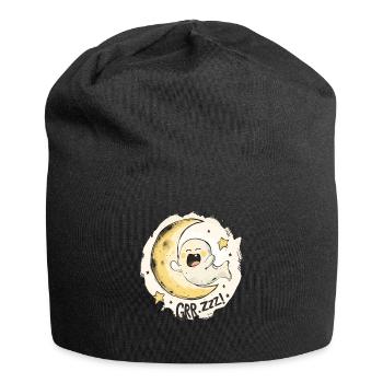 Niedlicher verschlafener Geist: Mond und Sterne - Jersey-Beanie - Schwarz - Vorne
