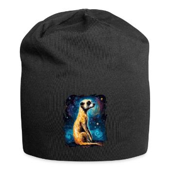 The sky is starry and a meerkat - Jersey Beanie - black - Front