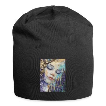 Mädchen schläft im Lavendel - Jersey-Beanie - Schwarz - Vorne