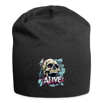 Dieser Totenkopf-Schädel lebt - Jersey-Beanie - Schwarz - Vorne