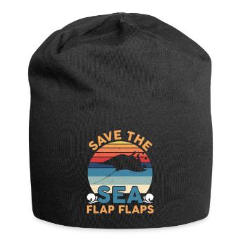 Manta Ray Stingray Save The Sea Flap Flaps Illustr - Jersey-Beanie - Schwarz - Vorne