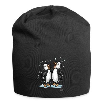 Chanter des petits pingouins heureux - Bonnet en jersey - noir - Devant