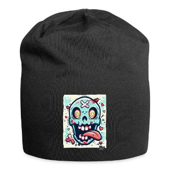 Crazy, Funny, Crazy-Colorful Skull - Jersey Beanie - black - Front