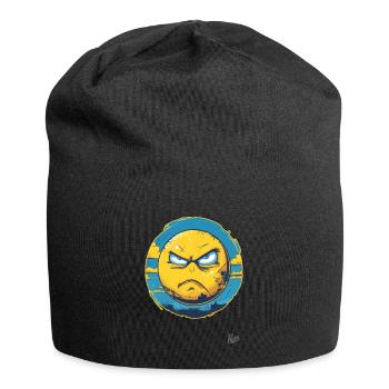 Gelbe und Blaue Wütende Ukrainische Sonne - Jersey-Beanie - Schwarz - Vorne