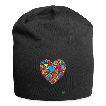 Hearts in the heart: Love to the power of ten - Jersey Beanie - black - Front
