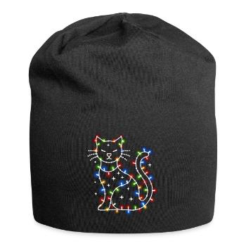 Cat Christmas Holiday Time - Jersey Beanie - black - Front