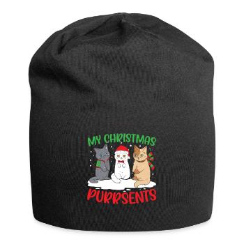 Cat Christmas Holiday Time - Jersey Beanie - black - Front