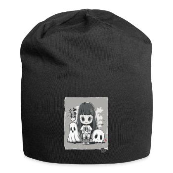 Jolie fille chibi du Japon et fantômes - Bonnet en jersey - noir - Devant