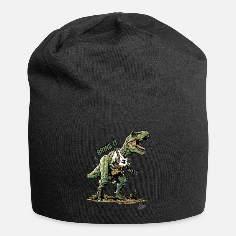 Riesiger Rex Dinosaurier: Dino, Komm schon! - Jersey-Beanie - Schwarz