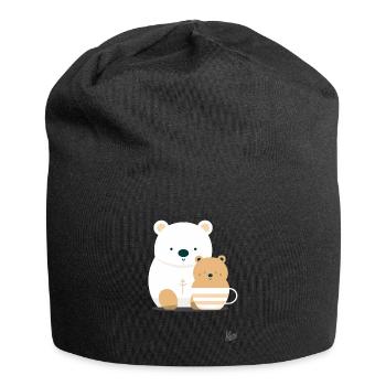 Big Bear and Little Bear in a Coffee Cup - Jersey Beanie - black - Front