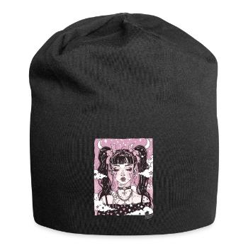 Super coole Schönheit: Grunge Emo Mädchen - Jersey-Beanie - Schwarz - Vorne