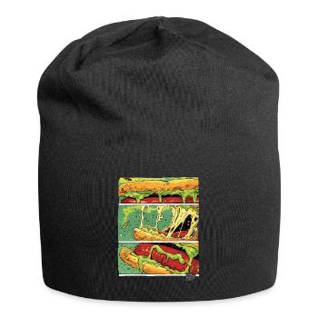 Comic panels: Cheese monster sausage in a bun - Jersey Beanie - black - Front
