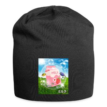 Frutiger Aero Aesthetic Tech Kawaii Lait de Fraise - Bonnet en jersey - noir - Devant