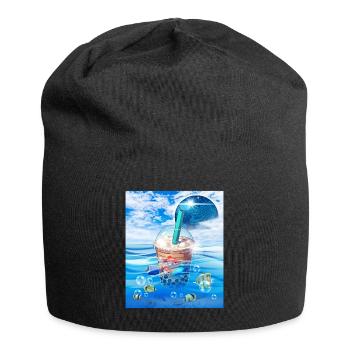 Frutiger Aero Aesthetic Tech Bubble Tea Boba Milkt - Jersey-Beanie - Schwarz - Vorne