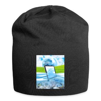 Frutiger Aero Aesthetic Tech Wasserfische Monitor - Jersey-Beanie - Schwarz - Vorne