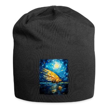 Pêche à la mouche Pêcheur Nuit étoilée Peinture - Bonnet en jersey - noir - Devant