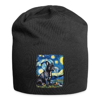 French Bulldog Frenchie Dog Starry Night - Jersey Beanie - black - Front