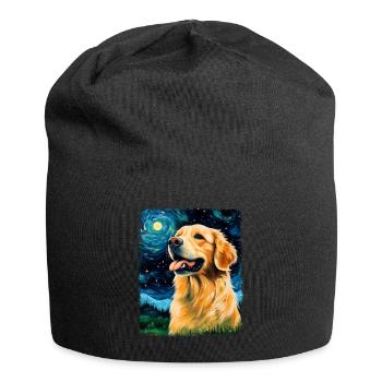 Golden Retriever chien Nuit étoilée peinture - Bonnet en jersey - noir - Devant
