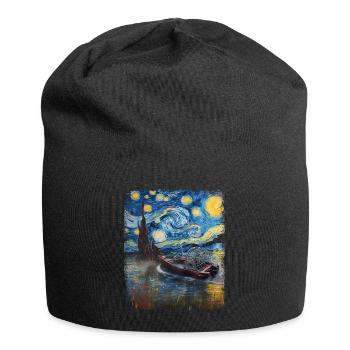 Luftboot Luftbootfahren Sternennacht Malerei - Jersey-Beanie - Schwarz - Vorne