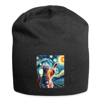Chat américain à poil court Peinture de nuit étoilée - Bonnet en jersey - noir - Devant