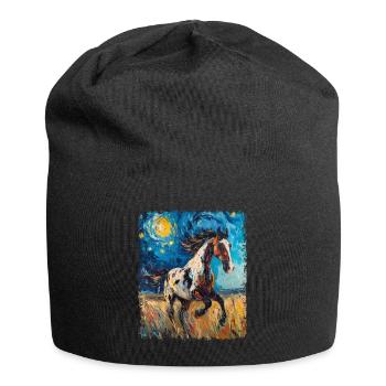 Appaloosa Pferd Sternennacht Gemälde - Jersey-Beanie - Schwarz - Vorne