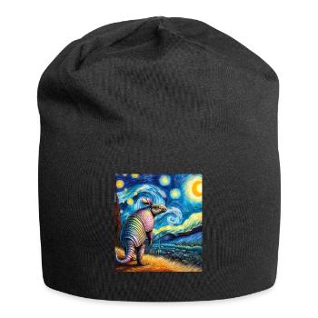 Armadillo Starry Night Painting - Jersey Beanie - black - Front