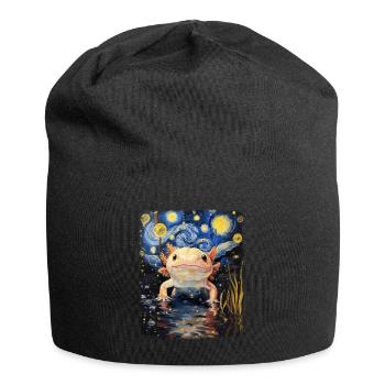 Axolotl Amphibie Nuit étoilée Peinture - Bonnet en jersey - noir - Devant